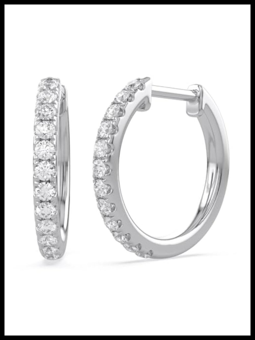 Huggie Hoop Earrings 14K White Gold Over Sterling Silver Lab Grown Diamond